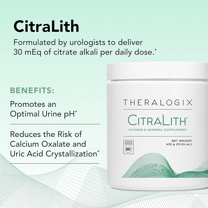 Theralogix CitraLith Vitamin &amp Mineral Supplement - 90-Day Supply - Kidney Health Support for Healthy Kidney Function - Includes Magnesium Sodium Potassium &amp Vitamin B6 - NSF Certified - 432