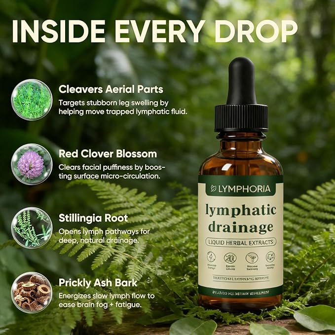 Lymphoria Lymphatic Drainage Drops Lymphatic System Support Immune System Natural Herbal Blends Vegan &amp Non-GMO (1)