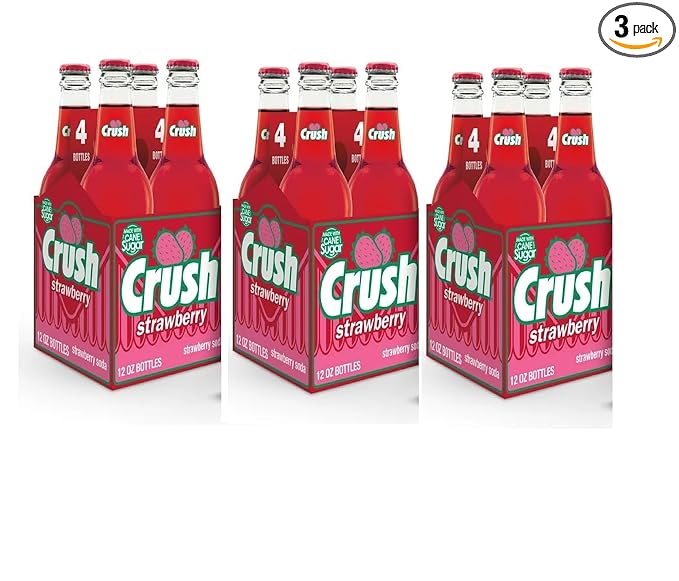 Crush Strawberry Soda- 3 pack (total 12 Bottles 12oz)
