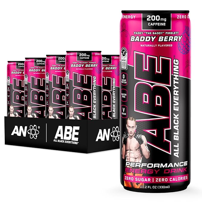 All Black Everything Performance Energy Drink | Zero Calories Sugar Free | 200mg Caffeine | Beta Alanine &amp Citrulline | Pre-Workout Sport Drink for Men &amp Women | Baddy Berry | 12 Pack