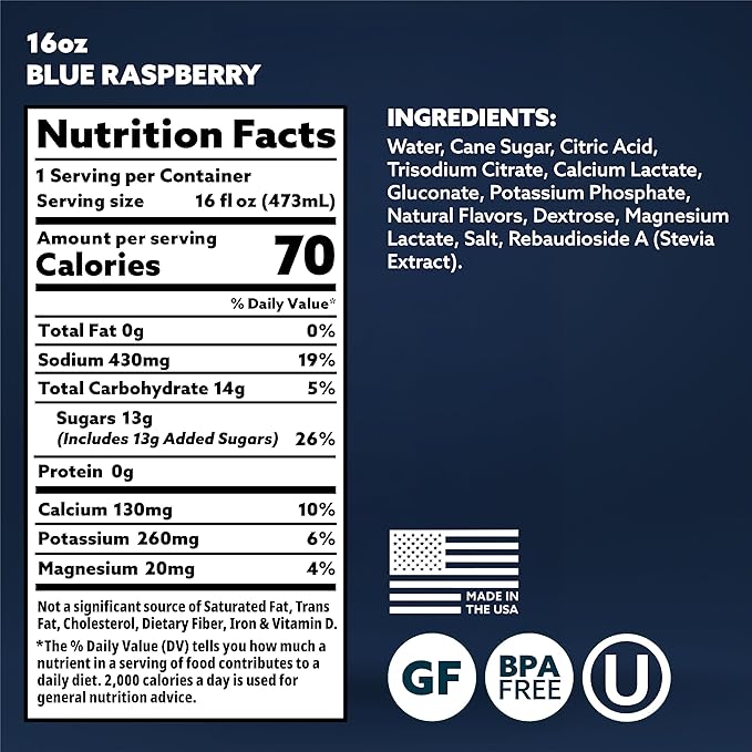 HOIST Premium Military Hydration Electrolyte Drink Powerful IV-Level Hydration Clinically Proven Performance Drink Blue Raspberry 16 Fl Oz (Pack of 12)