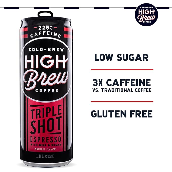 High Brew Coffee Triple Shot Espresso Cold Brew Coffee 11 Fl Oz Ready-To-Drink (Pack of 12)