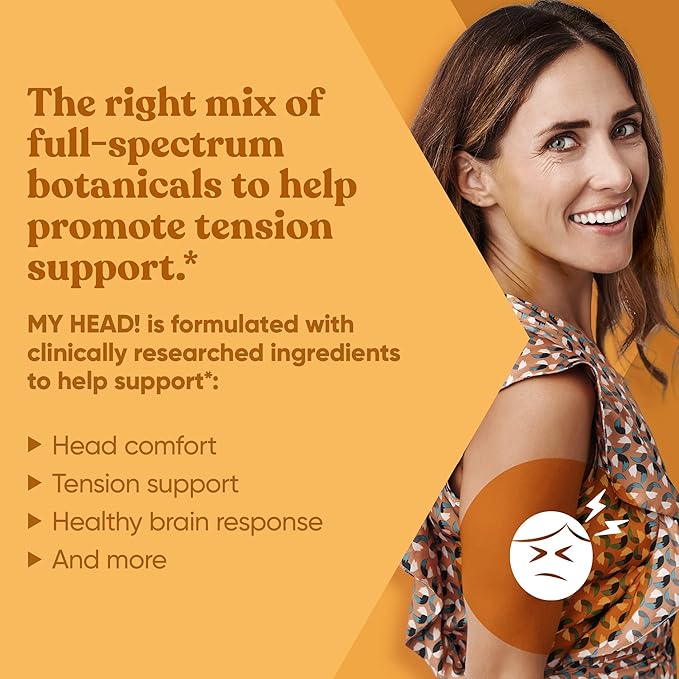 My Head! Headache Vitamins – Sensitivity Tension Comfort Healthy Head Function for A Clear Mind – Fast acting Magnesium Feverfew Boswellia Vitamin D Ginger &amp More – 60 Soft Capsules
