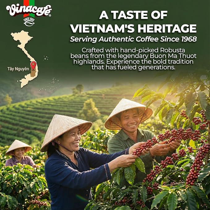 Vinacafe 400 Cts Vietnamese Instant Coffee Mix 3 in 1 Single Serves (Pack of 20 | 20 Sachets Per Bag) Balanced Medium Roast Coffee Mix for Quick Preparation at Home Office or Travel Single Serve Sac