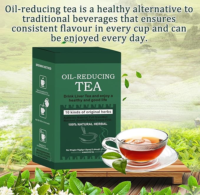 Oil-Reducing Tea 10 Herbal with Excellent Formula Organic Oil Cleansing Tea for Liver Chinese Herbal Tea (30 Tea bags / 2 Box)