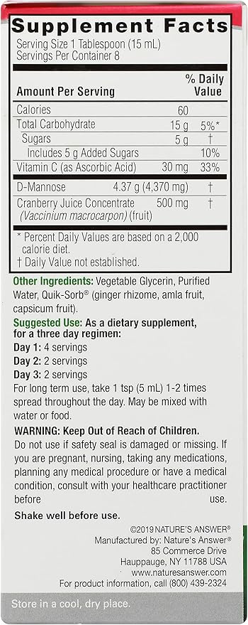 Nature's Answer UT Answer | Urinary Tract System Support | Cranberry Flavor Dietary Supplement | Alcohol-Free Gluten-Free Not Tested on Animals &amp Vegan 4oz