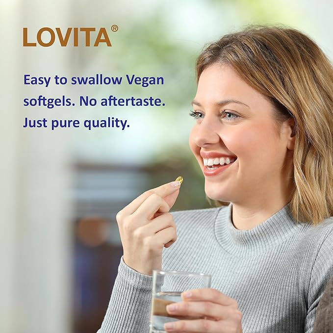 LOVITA Vegan Flaxseed Oil 1500mg with 900mg ALA Omega-3 6 9 Cold-Pressed Flax Seed Supplement Support Heart Brain Joint &amp Skin Health Non-GMO &amp Gluten Free 180 Softgels