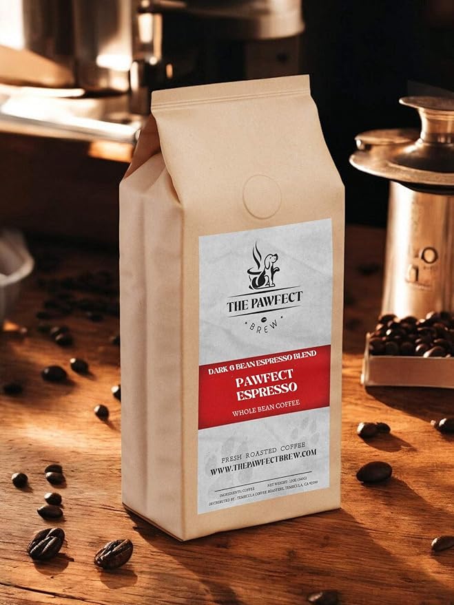 Dog Lovers Coffee – Pawfect Espresso Blend by The Pawfect Brew | Dark Roast Whole Bean 12oz | Roasted to Order | 25% Profits Donated to Animal Rescue