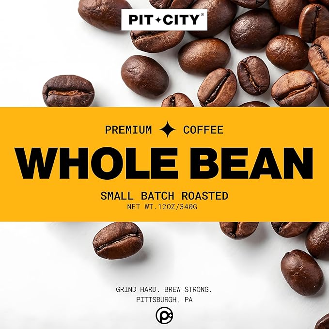 Pit City The Burgh Signature Blend Medium Roast Whole Bean Coffee 12oz Bag - Smooth Toasted Nuts Caramel and Citrus Notes - Premium Small Batch Roasted - Pittsburgh