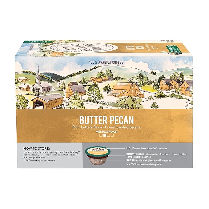 New England Coffee Butter Pecan Medium-Roast K Cup Coffee Pods 12 Count (Pack of 6) Rich &amp Buttery Flavor