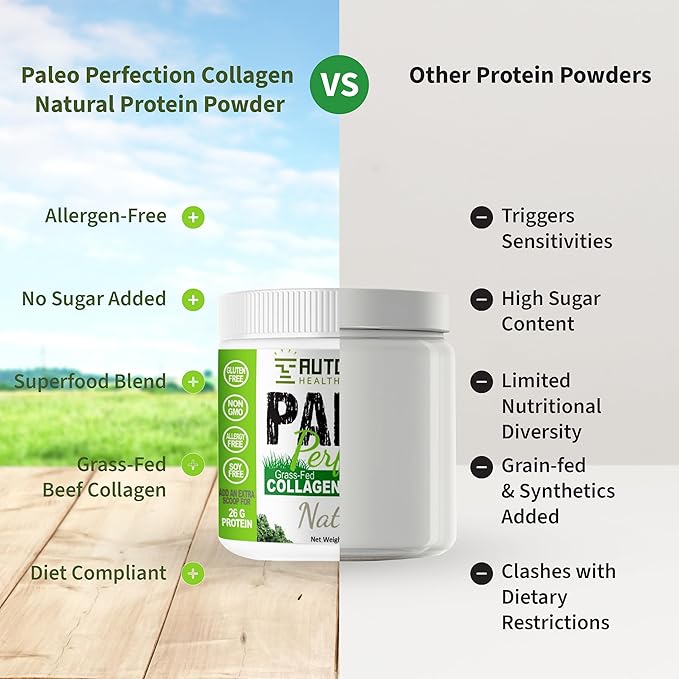 Collagen Protein Powder Without Stevia - Non GMO Collagen Powder for Women with Carrot Broccoli Apple Fiber - Paleo Keto 300g Grass Fed Beef Protein Powder &amp Superfood Blend by Autoimmune