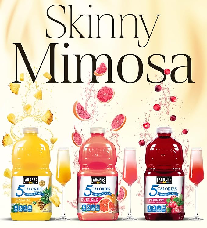 Langers 5 Cal Pineapple Juice Cocktail 64 Fl Oz (Pack of 8)