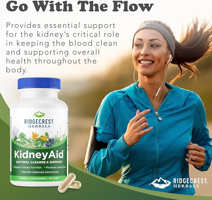Ridgecrest Herbals KidneyAid Kidney Health Support Supplement Hydrangea Horsetail Urinary Tract Health Support Trace Mineral (60 Caps 30 Serv)