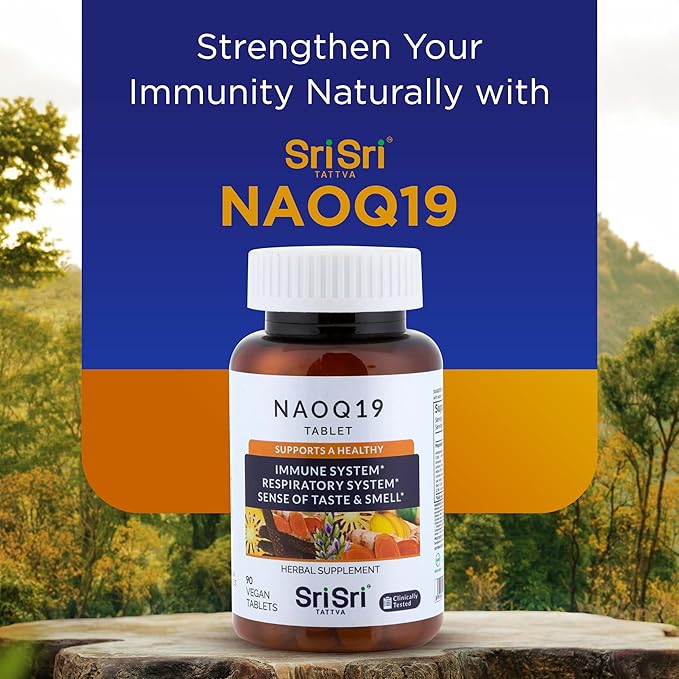 SRI SRI TATTVA NAOQ19 Immunity Support – Ayurvedic Herbal Supplement with Ashwagandha Turmeric Licorice Tulsi Andrographis – Respiratory &amp Adrenal Support – 19 Herbs &amp Adaptogens – 90 Caps