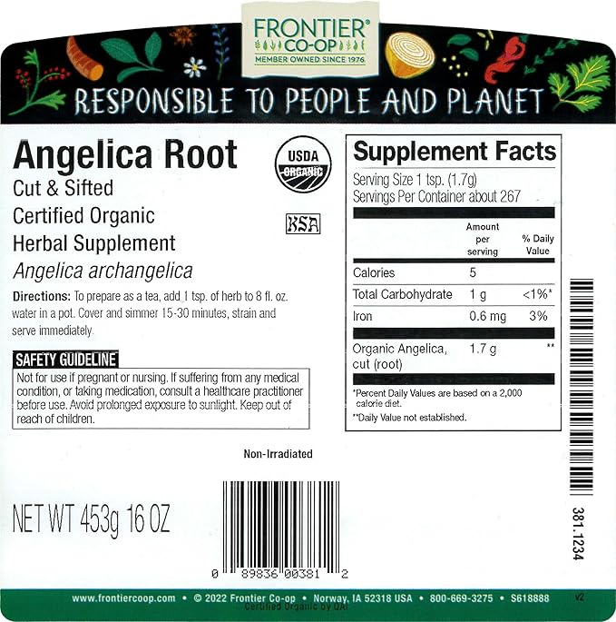 Frontier Co-op Organic Cut and Sifted Angelica Root 1lb