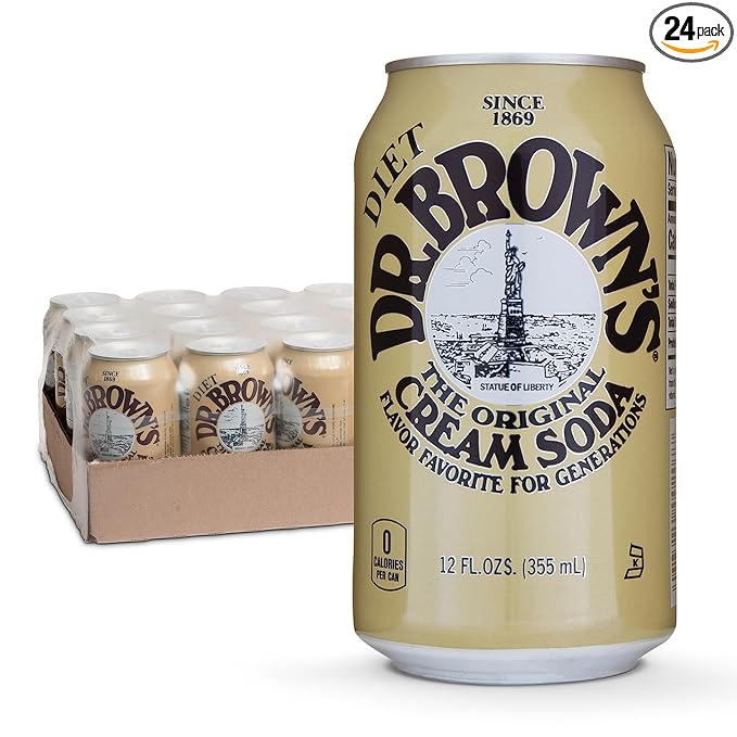 Dr. Brown's Diet Cream Soda - A New York Original - 24 Cans - Kosher Vanilla Cream Craft Soda Pop - Gourmet Diet Cream Soda - 24 x 12 oz Cans