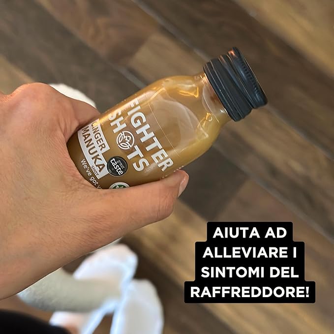 Ginger Manuka Honey (12x60ml) | Award Winning Fresh &amp Fiery Ginger Shots | Cold Pressed Ginger Root for Immune Support | Boosts Energy | 100% Natural | No Nasties | A Perfect Pick Me Up