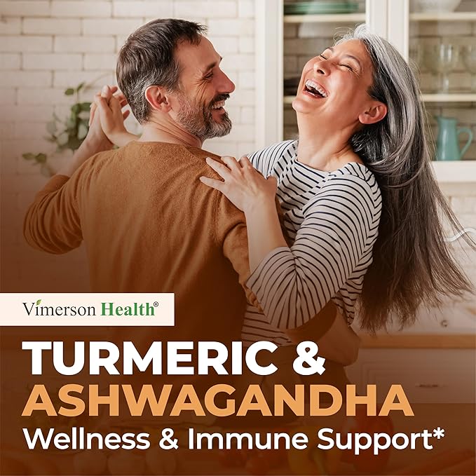 Ashwagandha Organic Turmeric Curcumin Supplement with Ginger Root &amp Black Pepper – Joint Health Energy &amp Immune Support – Antioxidant Blend with 95% Curcuminoids – 60 Capsules