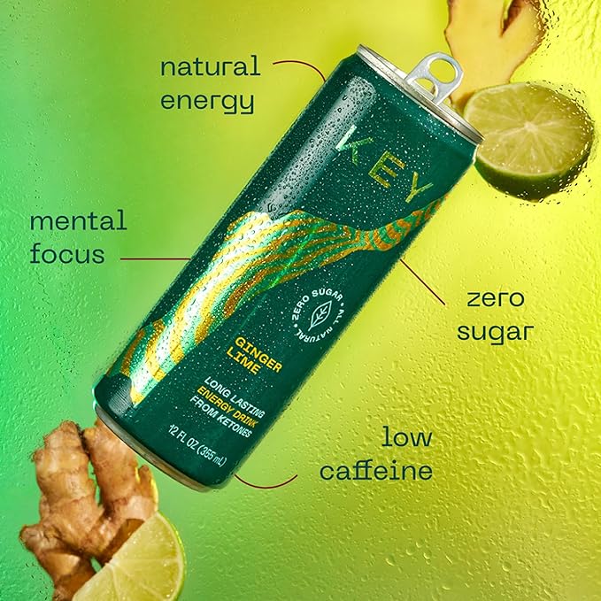 KEY 36-Pack Bundle - Ketone Energy Drink - Pineapple Passionfruit Ginger Lime Grapefruit Peach - Sugar Free All Natural Long Lasting Energy Optimal Green Tea Caffeine &amp L-Theanine