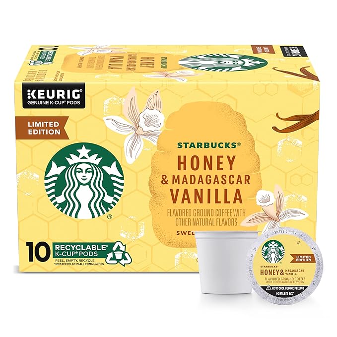 Starbucks Flavored K-Cup Coffee Pods Honey &amp Madagascar Vanilla for Keurig Brewers Limited Edition 6 boxes (60 pods total)
