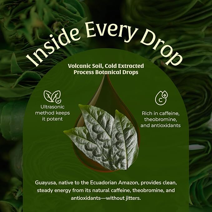 Guayusa Extract 50ml – Amazonian Liquid Plant Extract with Antioxidants | Non-GMO Vegan Plant-Based Ingredient | 50 Servings