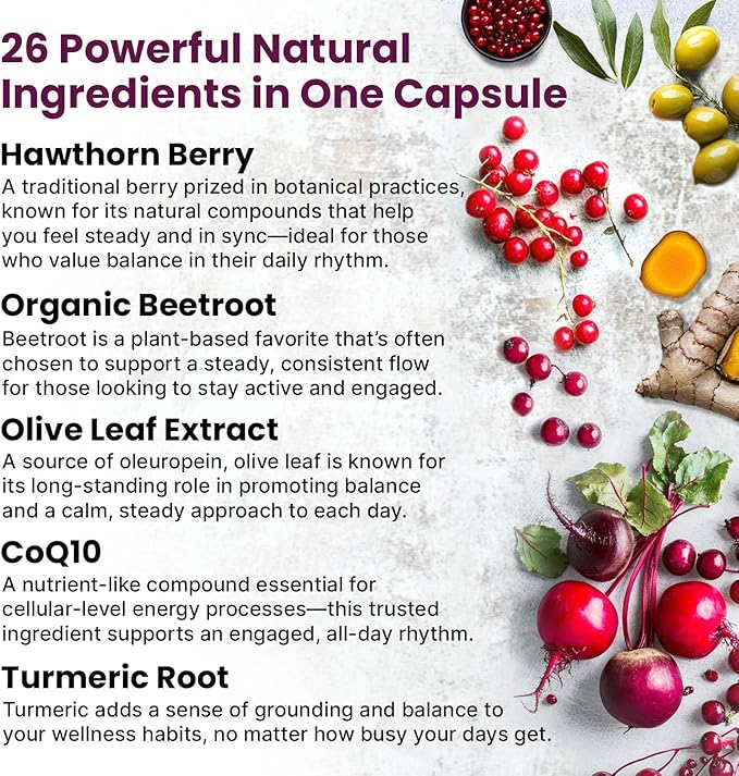 26-in-1 Nitric Oxide Supplement - Heart &amp Circulation Support with CoQ10 Turmeric Organic Beet Root Hawthorn Berry &amp Garlic - 2103mg per Serving (120ct Pack of 2)