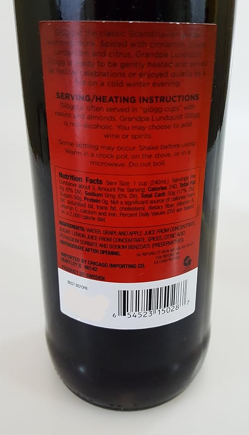Grandpa Lundquist Glogg Winter Beverage 2 - 25.4Floz Bottles (Original Glogg Winter Beverage)