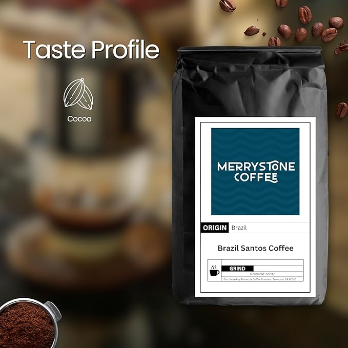 Merrystone Brazil Santos Single Origin Medium Roast Roasted to Order Coffee 2 Lb Whole Bean