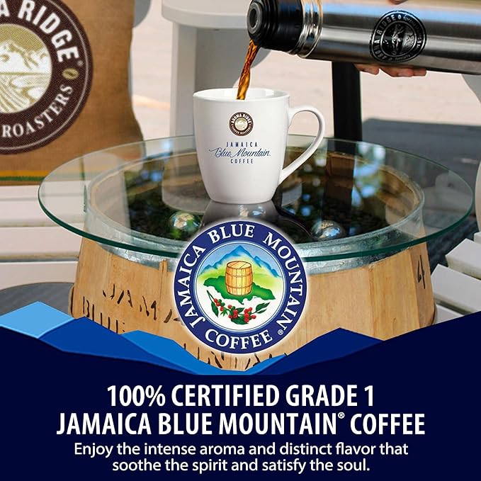 Jamaica Blue Mountain SPECIAL Peaberry Coffee | Wallenford | 1 LB Whole Bean| Medium Roasted - 100% Certified Authentic Jamaican Blue Mountain Coffee Beans Grade- Peaberry | Aroma Ridge.