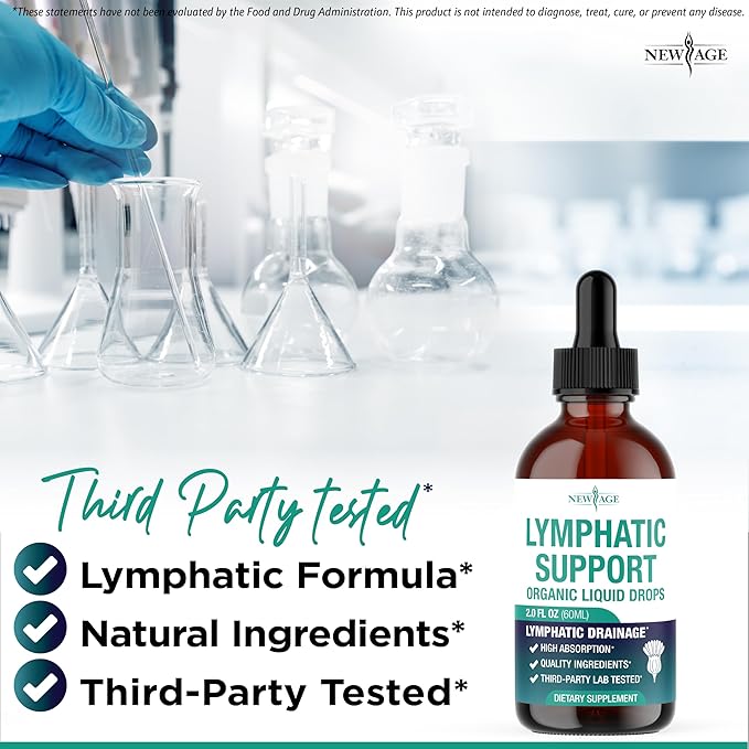 Organic Lymphatic Drainage Drops - All in 1 Organic Lymphatic Drainage Supplement with Burdock Root Echinacea Elderberry Calendula Cleavers Herb Dandelion Supports Lymphatic Health - 8 OZ
