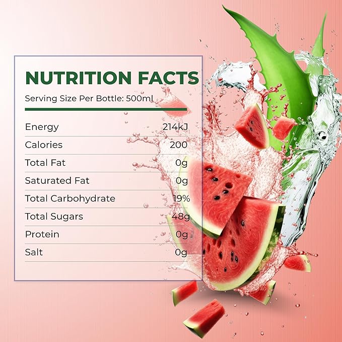 OKF Aloe Vera Juice Drink Watermelon Pure with Chunks of Aloe Original 16.9 Fl Oz (Pack of 20) No Preservatives No Artificial Color Plant Based Korean Drinks