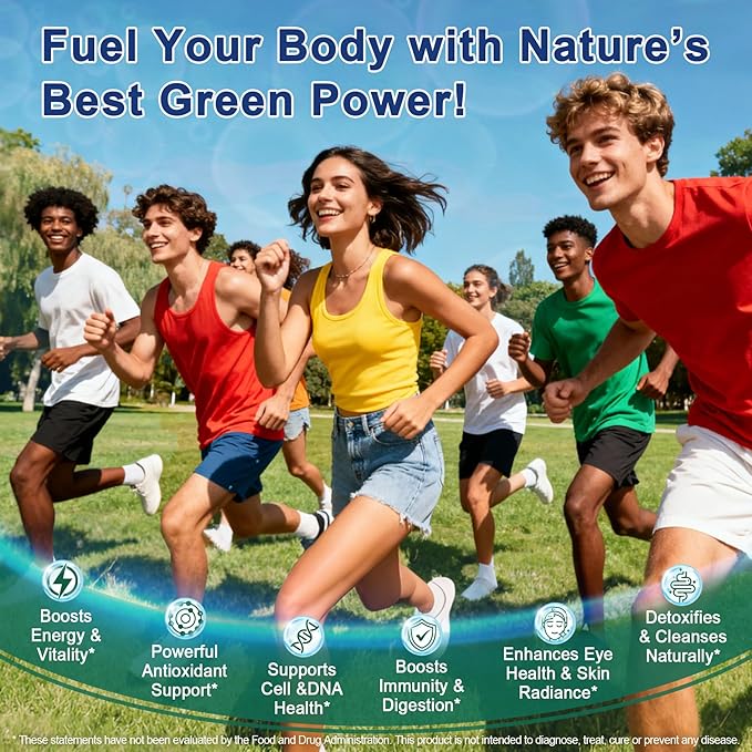 NEVISS Spirulina &amp Chlorella Gummies - Probiotic &amp Super Greens Supplement Superfood Rich in Antioxidants Chlorophyll Protein Essential Amino Acids for Cellular Energy Immunity &amp Eye
