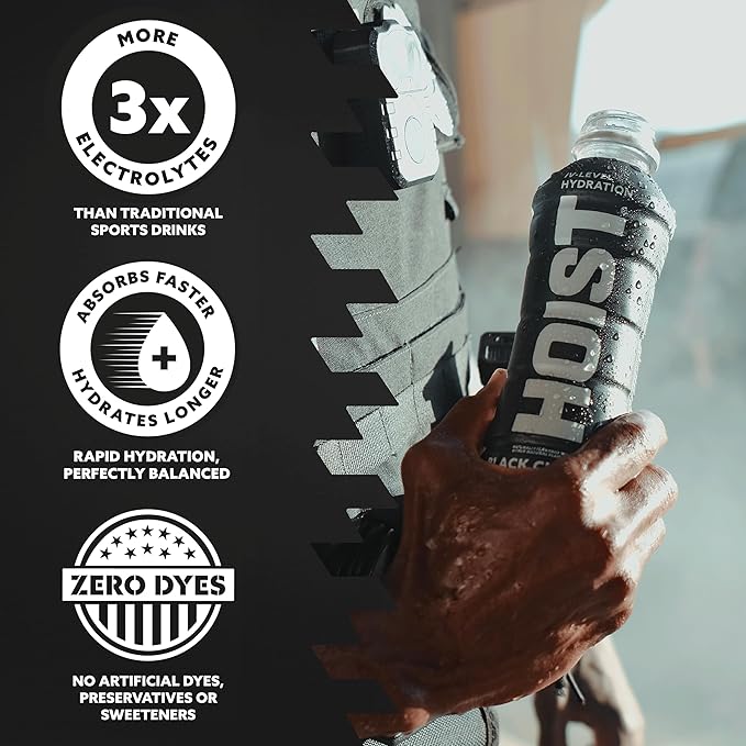 HOIST Premium Military Hydration Electrolyte Drink Powerful IV-Level Hydration Clinically Proven Performance Drink Black Cherry 16 Fl Oz (Pack of 12)
