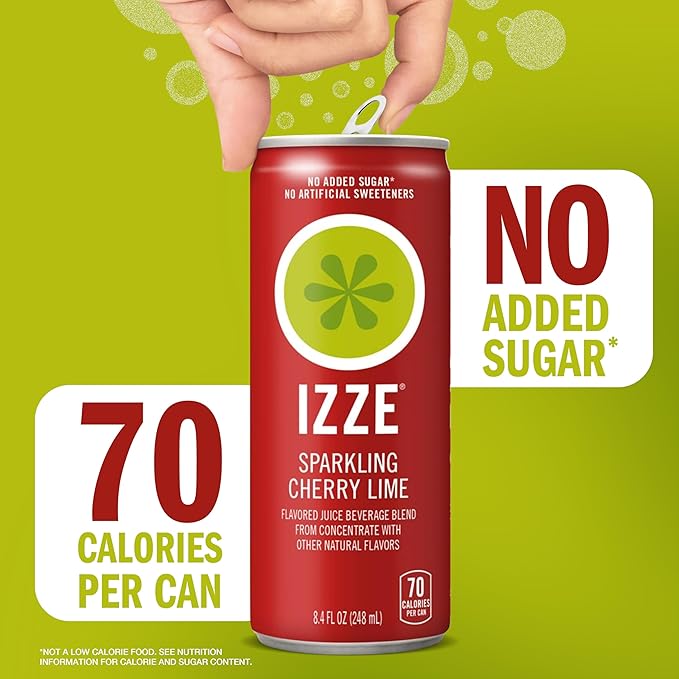 Izze Cherry Lime Straight Beverages8.4 FL Oz(Pack of 48)