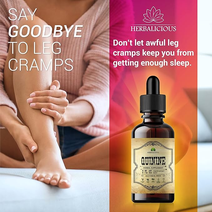 Quinine Liquid Extract 2oz – Restless Legs Syndrome Relief &amp Leg Cramps PM Nighttime Cramp Relief – All-Natural Cinchona Officinalis Bark Tincture for Cramp Defense Digestive Health &amp Immune
