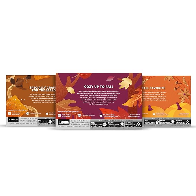 Starbucks K-Cup Coffee Pods Fall Bundle Medium Roast and Naturally Flavored Coffee for Keurig Brewers 100% Arabica Limited Edition 3 Boxes (30 Pods Total)
