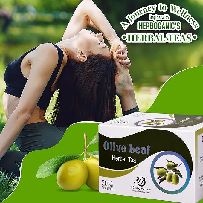 HERBOGANIC Olive Leaf Herbal Tea - Digestion Support and Immune Boost | Refreshing and Delicious Blend | Natural Ingredients | 120 Tea Bags