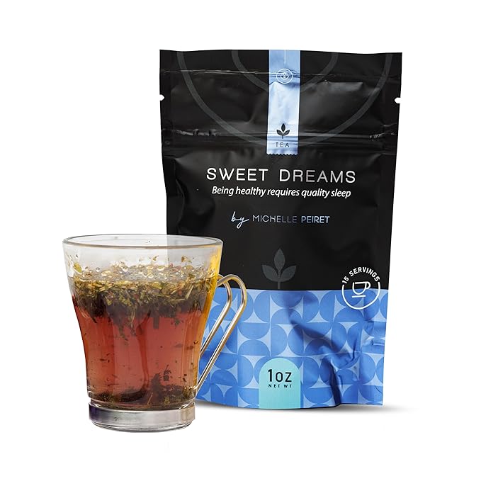 Michelle Peiret Sweet Dreams Sleep Tea Sleepy Blend Natural Bedtime Tea for Restful Nights Raspberry Flavored 15 Servings