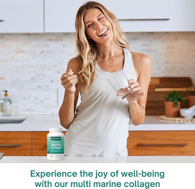 Marine Collagen Peptides - Hair Skin Nails &amp Joint Supplement - Organic Marine Collagen for Women &amp Men Non-GMO Gluten-Free No Fillers 60 Marine Collagen Capsules