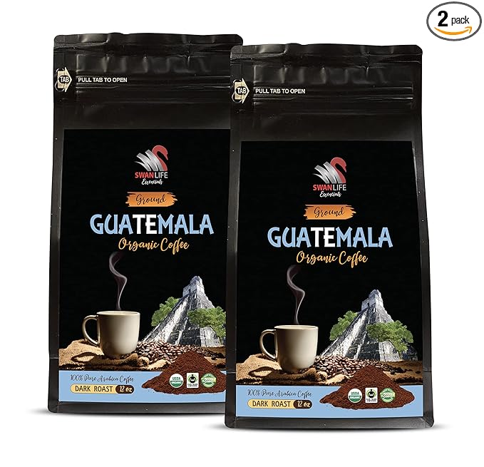guatemala coffee - GUATEMALA GROUND COFFEE ORGANIC arabica dark roast low acidity fair trade - dark roast arabica coffee beans 2 Bags (24 Oz)