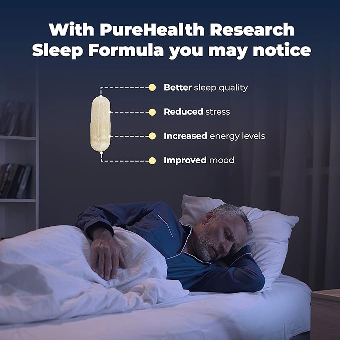 PUREHEALTH RESEARCH Sleep Formula - Fall Asleep Faster and Stay Asleep Longer So You Wake Up Refreshed and Energized - Sleep Supplement with Valerian Root GABA and L-Tryptophan - 1 Bottle