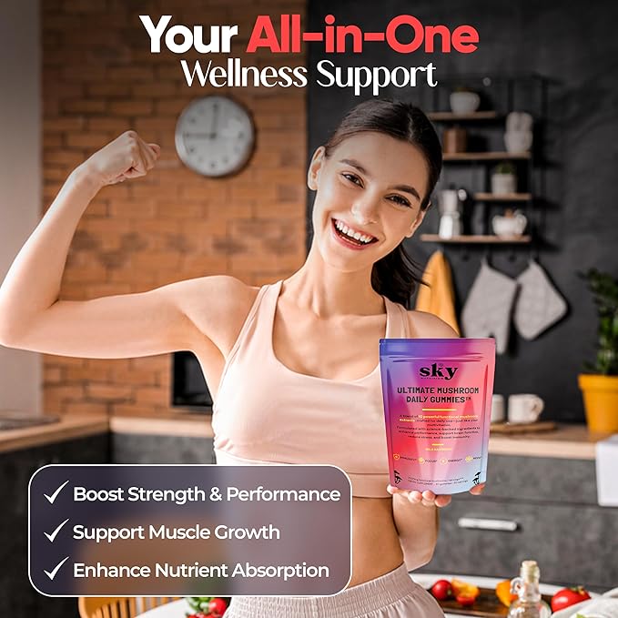 Mushroom Gummies - 10-in-1 Advanced Complex w/Lions Mane Reishi Cordyceps Turkey Tail - Focus &amp Brain Support - Raspberry Flavored 60 Vegan Lions Mane Mushroom Gummies for Adults
