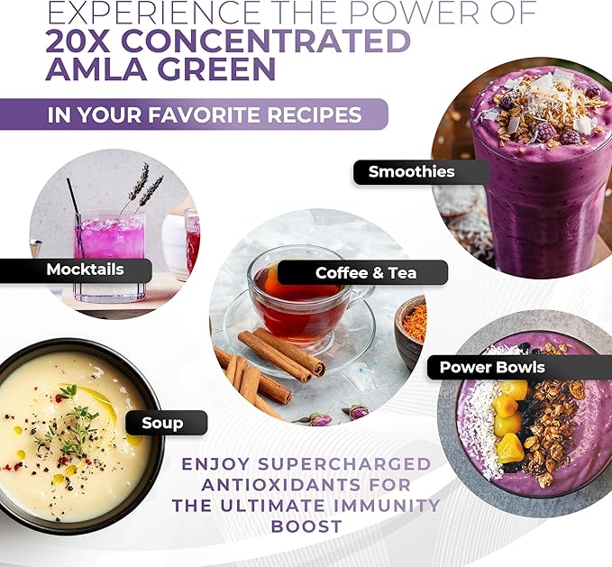 Amla Powder &amp Immunity Blend Superfood Supplement with Elderberry 20x Ultra Concentrated Amla Immune Support Made with Ginger Cinnamon Peppermint Indian Gooseberries Immunity 90 Servings