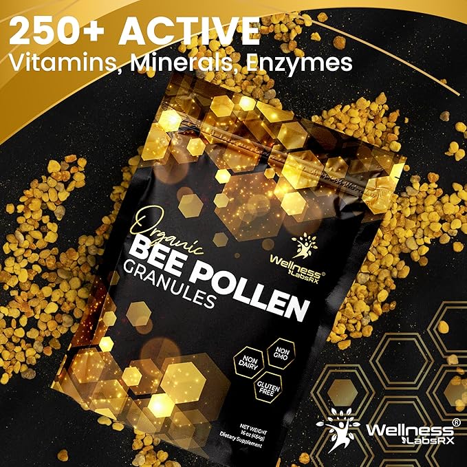 Bee Pollen Granules Third-Party Tested 1 Lbs. - Bee Pollen for Women Keto-Friendly Super Food Supplement Packed with Proteins Vitamins &amp Minerals - Immune Support Energy Boost Digestive Welln