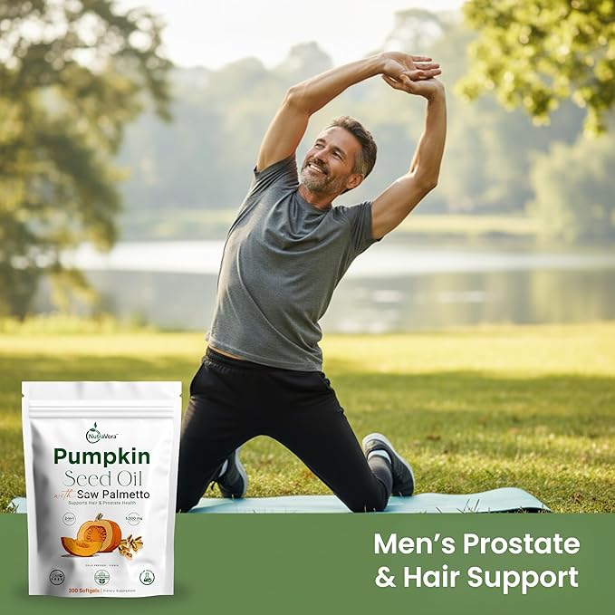 Pumpkin Seed Oil with Saw Palmetto Capsules – Men’s Prostate Hair &amp Hormone Support Supplement – 3000 mg High Potency Cold-Pressed Formula – Non-GMO Gluten-Free Lab Tested – 300 Softgels