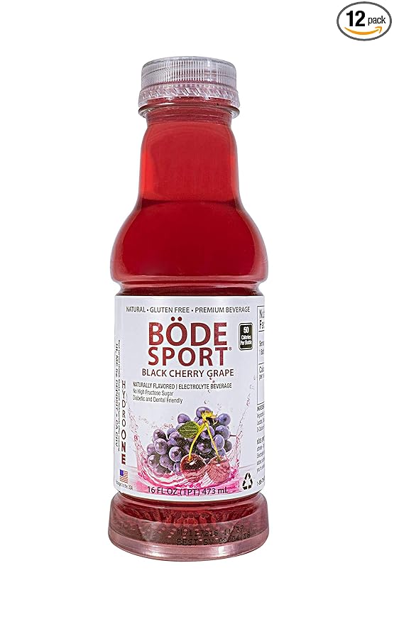 Hydro One BÖDE Sport Black Cherry Grape (16 fl oz.) Premium Electrolyte Replacement Beverage CoQ10 Cane Sugar 12 pack