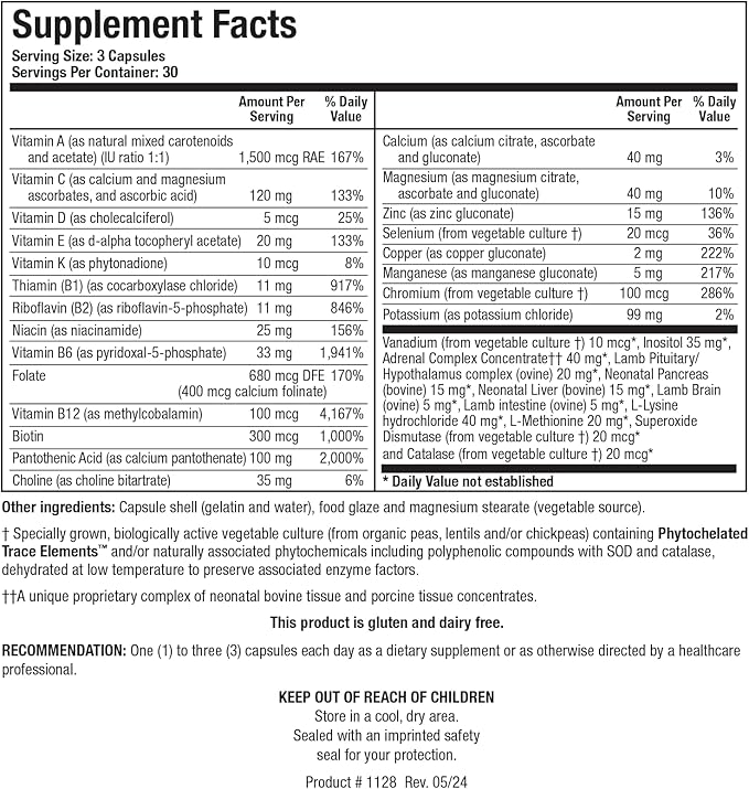 Biotics Research Bio Glycozyme Forte Multivitamin for Glycolytic Support Vanadium Zinc Chromium Manganese Inositol Catalase Healthy Metabolism and Homocysteine 270 Capsules