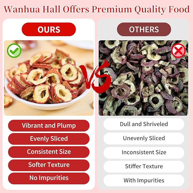 Wanhua Hall Dried Hawthorn Fruit Tea Premium Seedless Hawthorn Berries Hawthorn Slices Fruit Tea 山楂干 山楂 山楂片 7.06oz / 200g