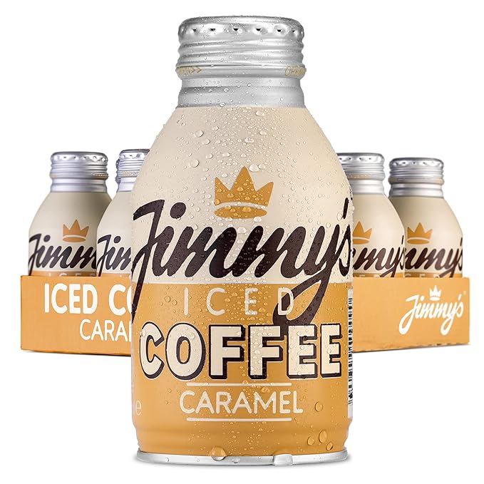 Jimmy's Iced Coffee Caramel BottleCan™ Multipack (12 x 275 ml) Refreshing Ready to Drink Rainforest Alliance Arabica Chilled Coffee Energy Drink