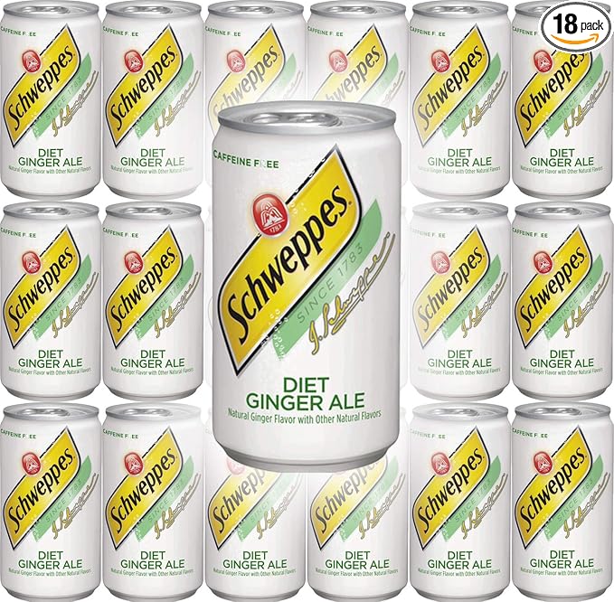 Schweppes Diet Ginger Ale 7.5 Fl Oz Mini Can (Pack of 18 Total of 135 Oz)